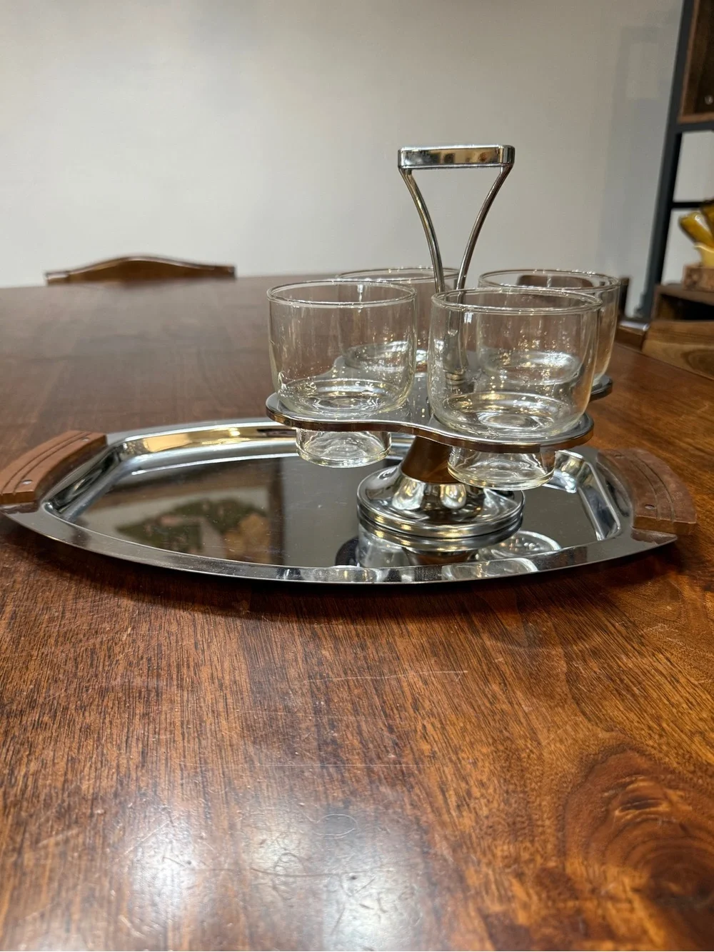 Vintage mid-century modern carousel bar set